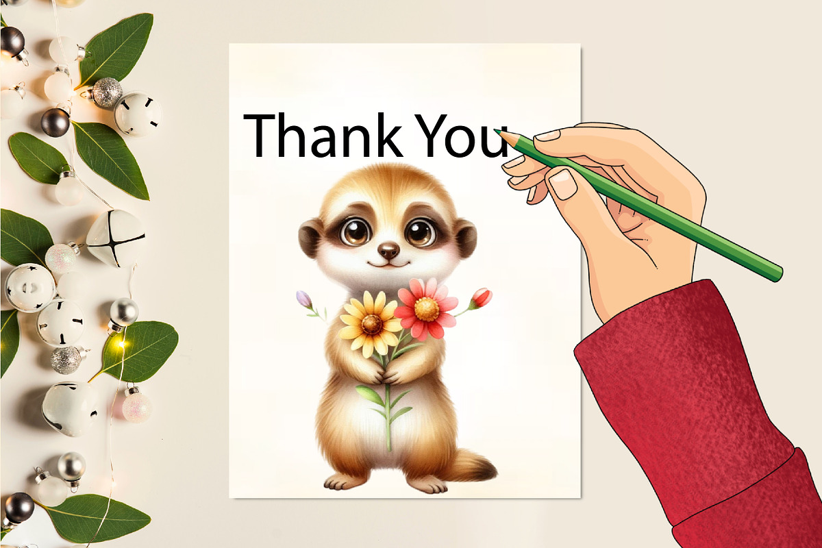 Watercolor Cute Meerkat Flower PNG, an Illustration by CraftArtStudio (Photo 3 of 3)