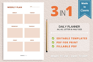 Weekly Planner Template, Canva