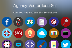 Flat Agency Icon Set - PSD & Vector