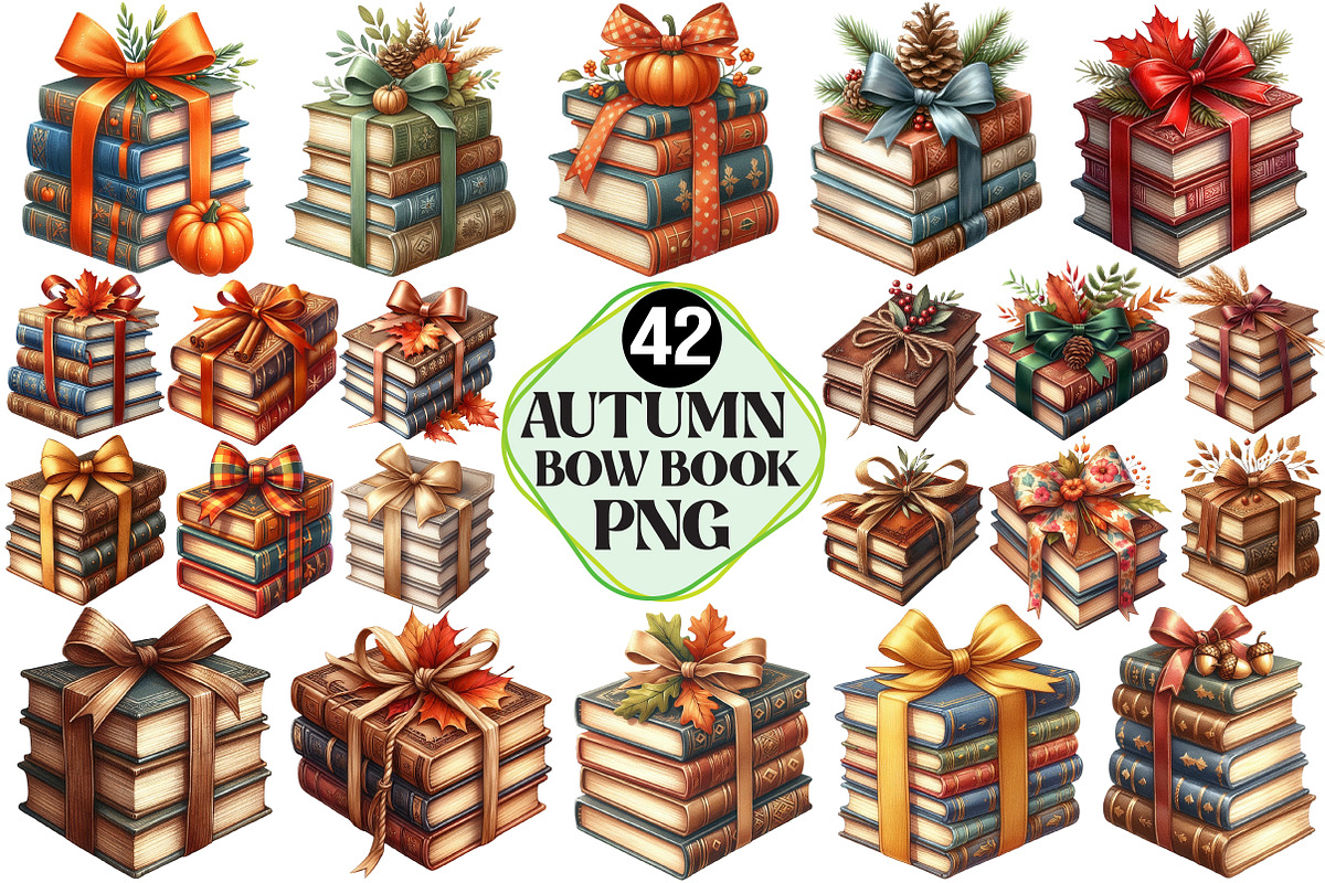 Autumn Bow Book Stack Clipart, an Illustration by Pixels.Craft (Photo 1 of 7)