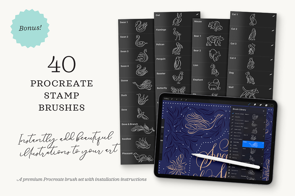 Animal Flourish Icons & Brushes, an Icon by Molly Suber Thorpe (Photo 2 of 11)