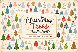 Christmas Trees Illustrations, a Seasonal Illustration by Anna Studio