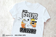 I Am Four SVG, 4th Birthday Dinosaur, an Object Graphic by Applied Arts (Thumbnail 1 of 4)