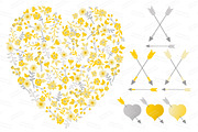 Sunny Yellow Floral Heart & Banners, an Illustration by Amanda Ilkov (Thumbnail 3 of 4)