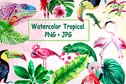 Watercolor tropical leaves Clipart, a Decorative Illustration by lilisavelieva (Thumbnail 2 of 7)