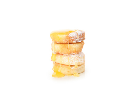 Concept of tasty sweet food, cheese pancakes, isolated on white, a Food & Drink Photo by AtlasStudio PRO
