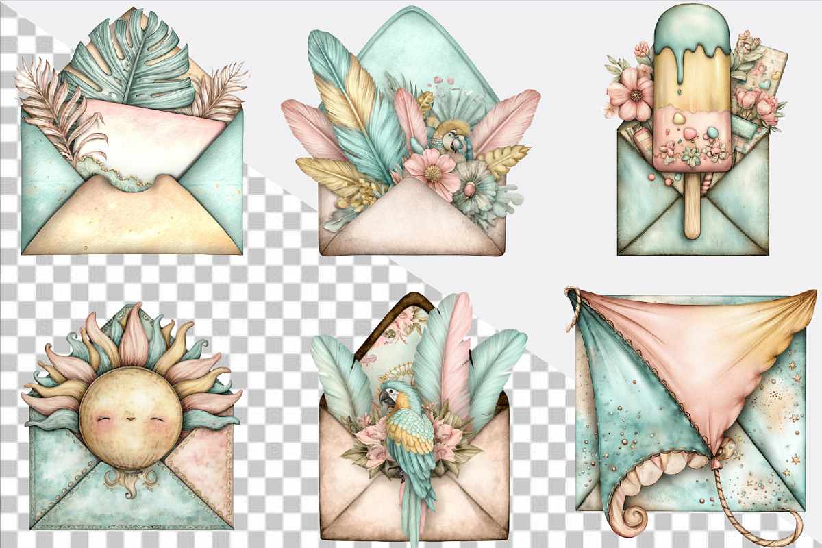 Whimsical Summer Envelope Clipart Bu, an Illustration by SVGArt (Photo 4 of 9)