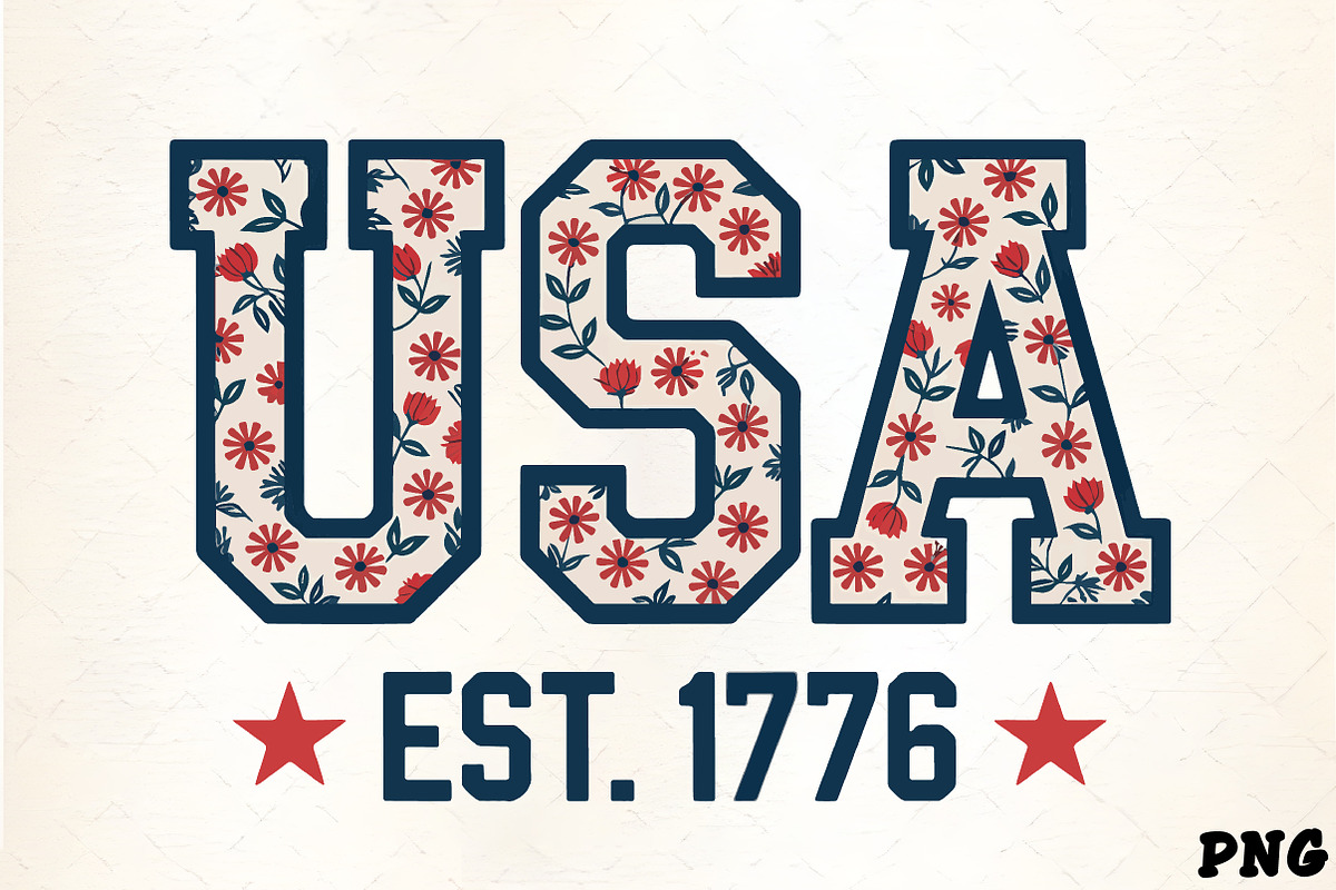 Usa floral design patriotic american, an Illustration by CrexoraLab (Photo 1 of 4)
