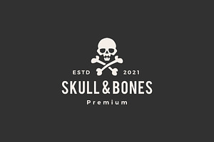 Skull And Bones Hipster Vintage Logo