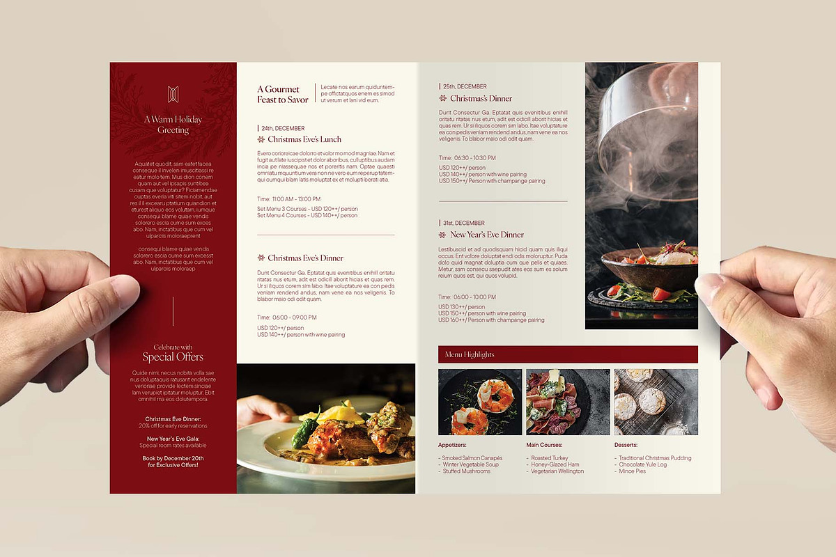 Christmas Dinner Mini Brochure, a Brochure Template by BrandPacks (Photo 4 of 6)