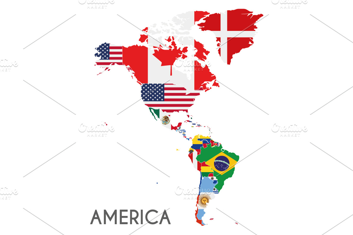 Flags America Map, an Education Illustration by asantosg (Photo 1 of 2)