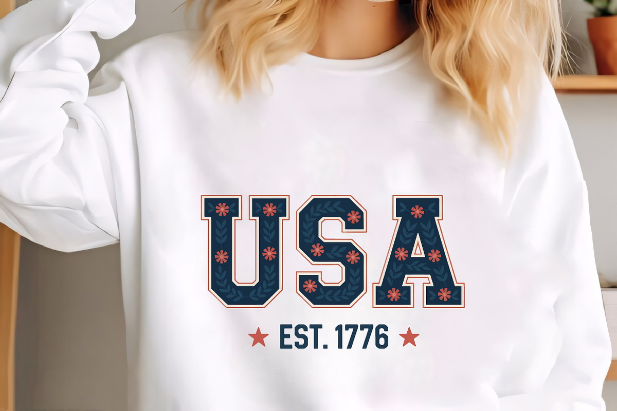 Usa floral design patriotic graphic, an Illustration by CrexoraLab (Photo 2 of 4)