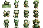 St Patrick Day Cats Clipart, an Illustration by Designking (Thumbnail 3 of 5)