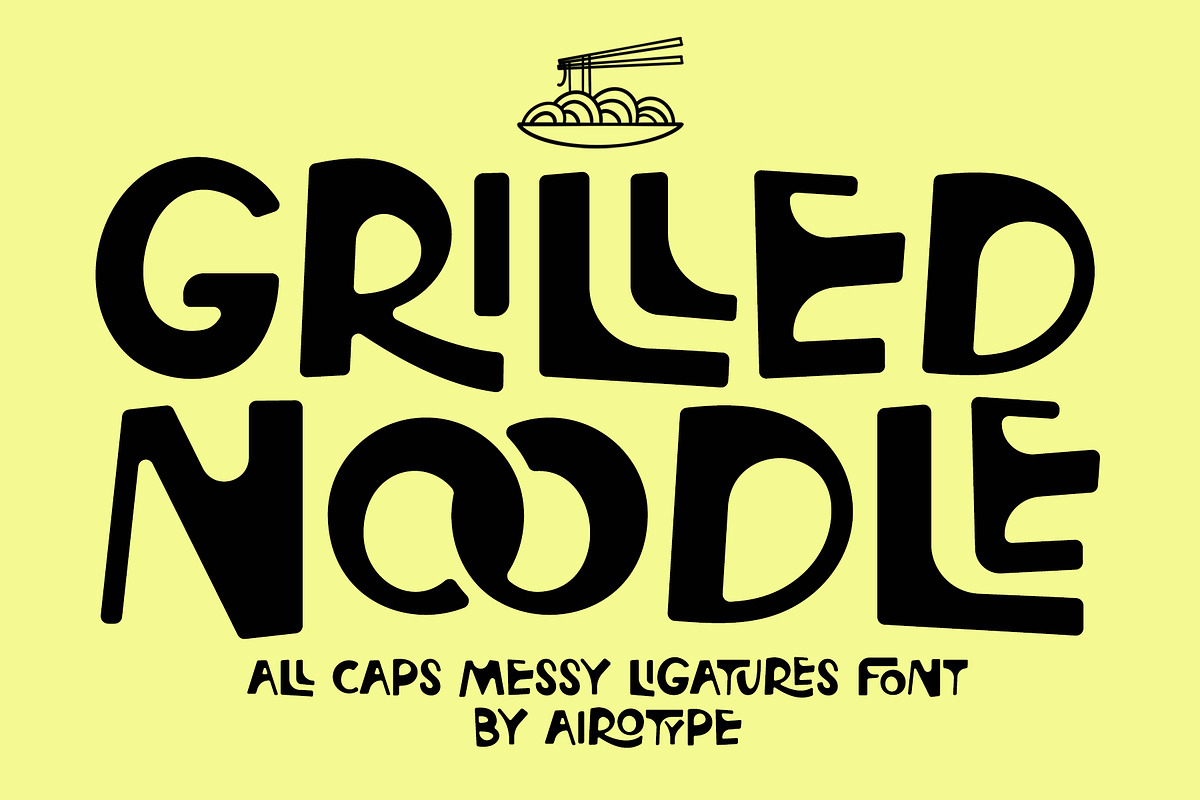 Grilled Noodle - Cute Display Font, a Handwritten Font by Airotype (Photo 1 of 11)