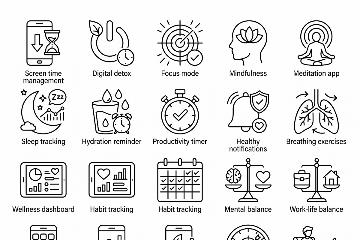 39 Vector Digital Routine Icons, an Outline Icon by adenpinkstore (Photo 4 of 6)