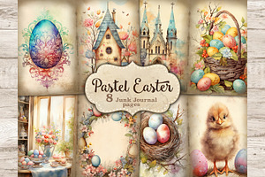 Pastel Easter Junk Journal Pages, a Seasonal Illustration by GlamArtZhanna