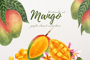 Mango watercolor clipart
