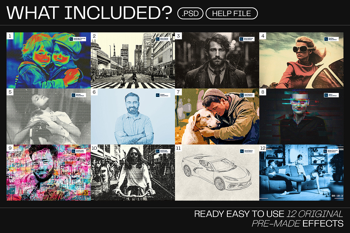 12 Photo Effect Templates, a Layer Style Add-On by iDoodle Studio (Photo 2 of 7)