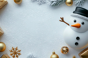 Cheerful snowman with carrot nose and black hat surrounded by go, an Animal Photo by José Manuel Gelpi