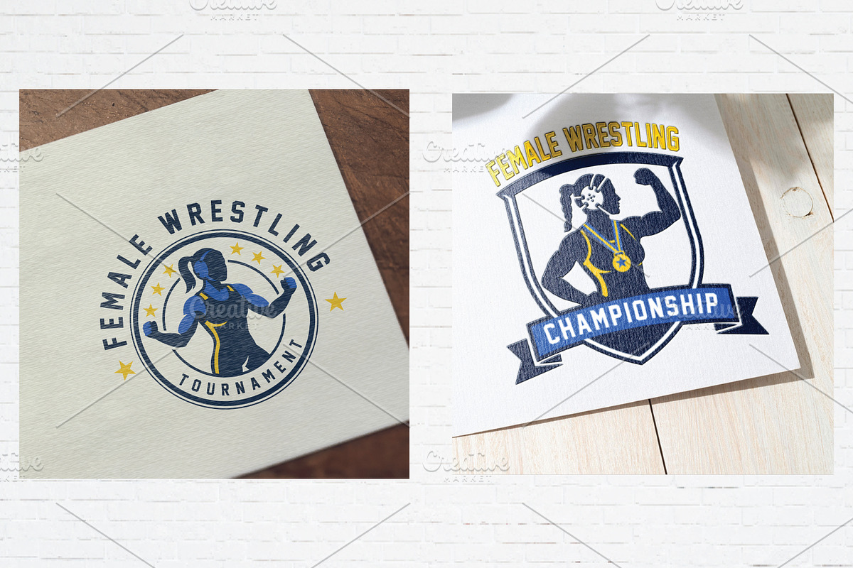 Female Wrestling Badge Emblem Bundle, a Branding & Logo Template by Guavanaboy (Photo 3 of 3)