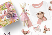 Cute Mice & Friends Clipart Set, an Animal Illustration by Pretty Little Lines (Thumbnail 8 of 13)