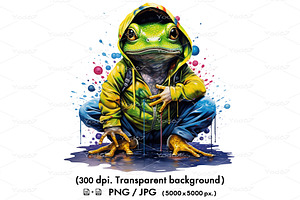 Cool frog wearing hoodie., an Animal Illustration by yod67