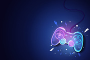 Neon Future Game Pad Background, a Technology Illustration by Black White Mouse Design (Thumbnail 1 of 3)