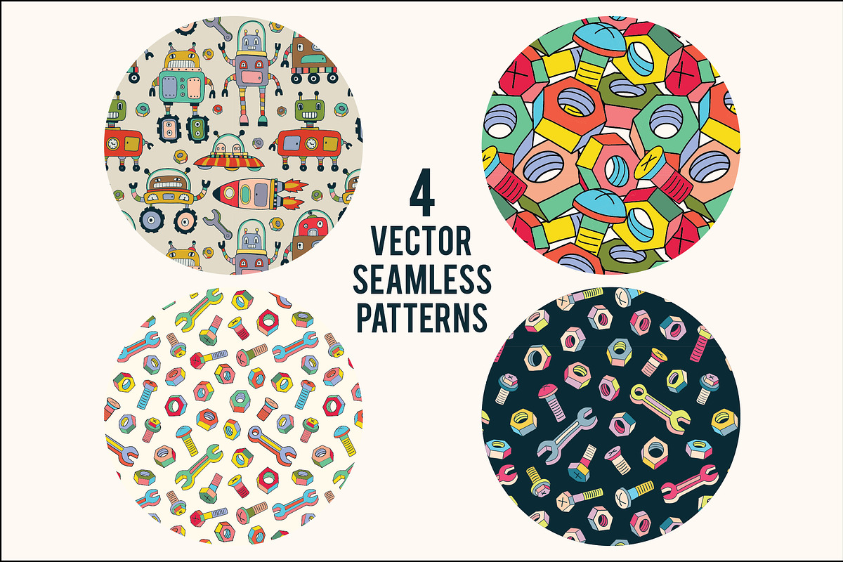 Vector set with cute robots, a Graphic by Purple Platypus (Photo 2 of 7)