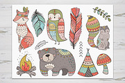 Woodland Tribal Illustration Set, an Animal Illustration by PetiteMarket (Thumbnail 3 of 3)