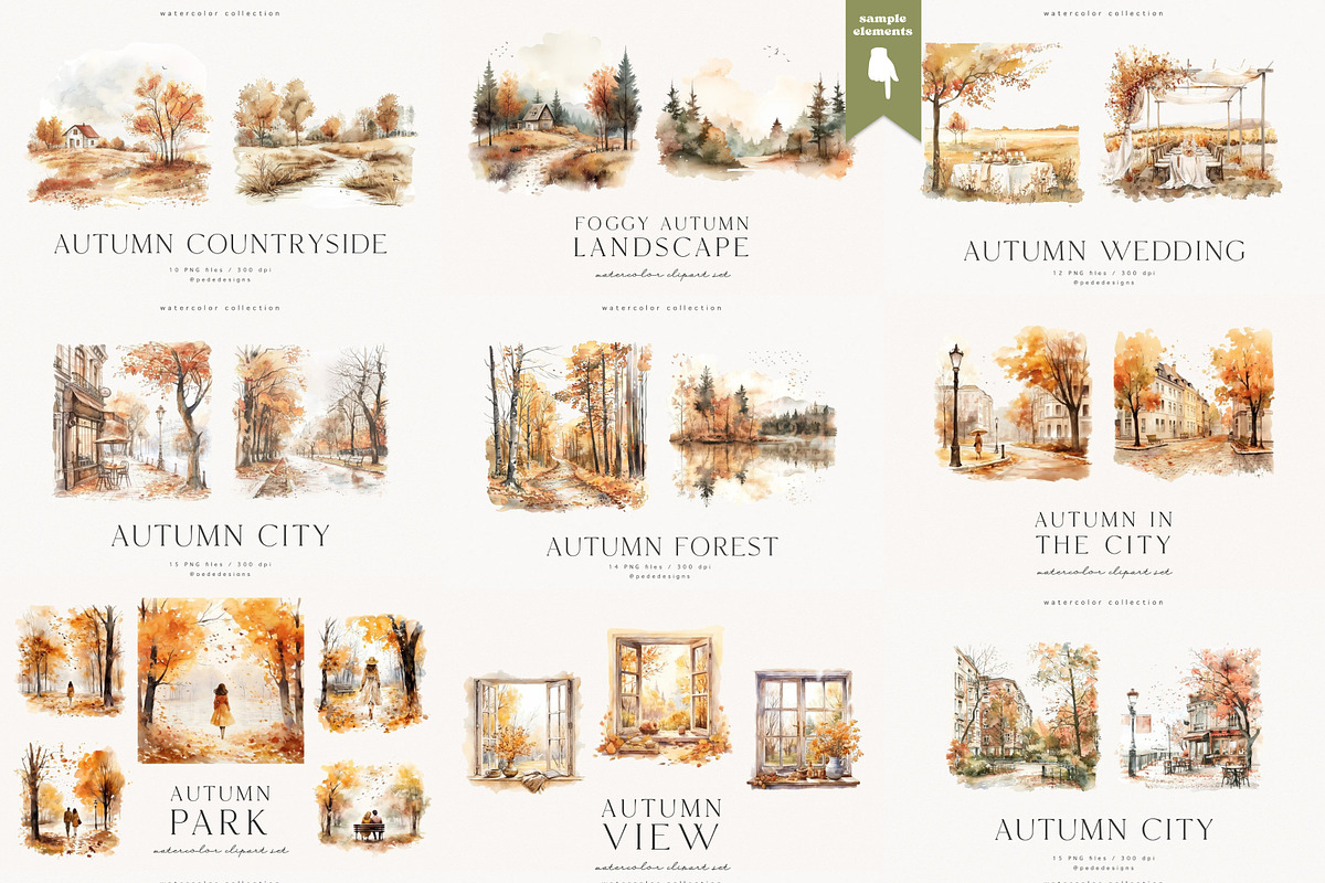Watercolor Landscapes Bundle, a Decorative Illustration by PeDe Designs (Photo 11 of 14)