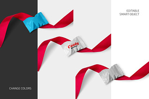 Candy With Red Ribbon Mockup Set