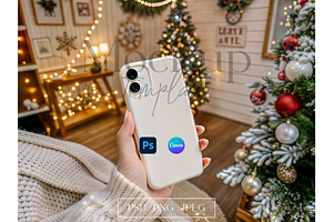 Phone Case in Hand Christmas Scene, a Product Mockup by MockupWizard