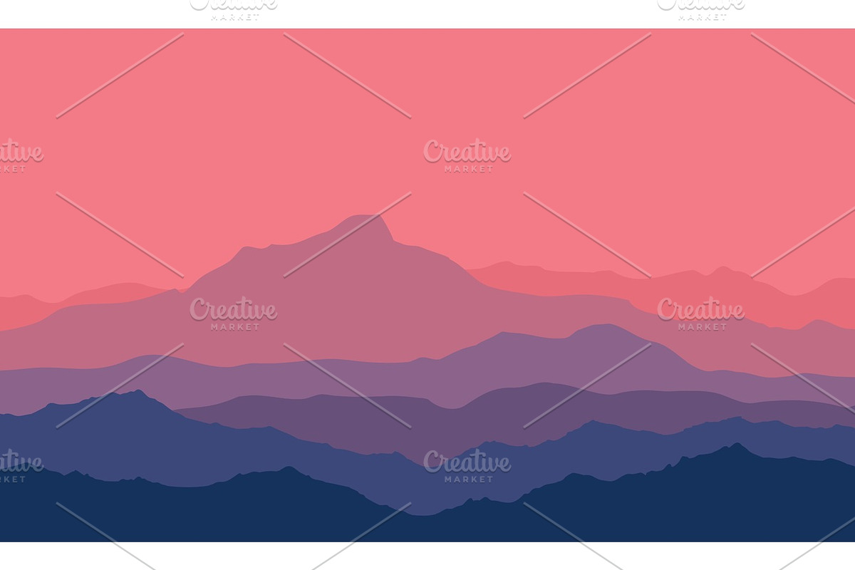 Twilight in the mountains. Vector., a Wallpaper Graphic by MSA-Graphics