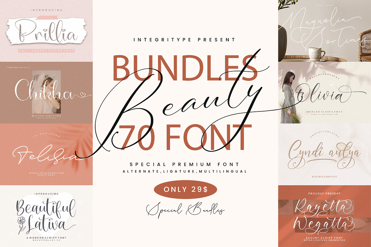 Beautiful and Lovely Font Bundles, a Font by Integritype Studio (Photo 1 of 9)