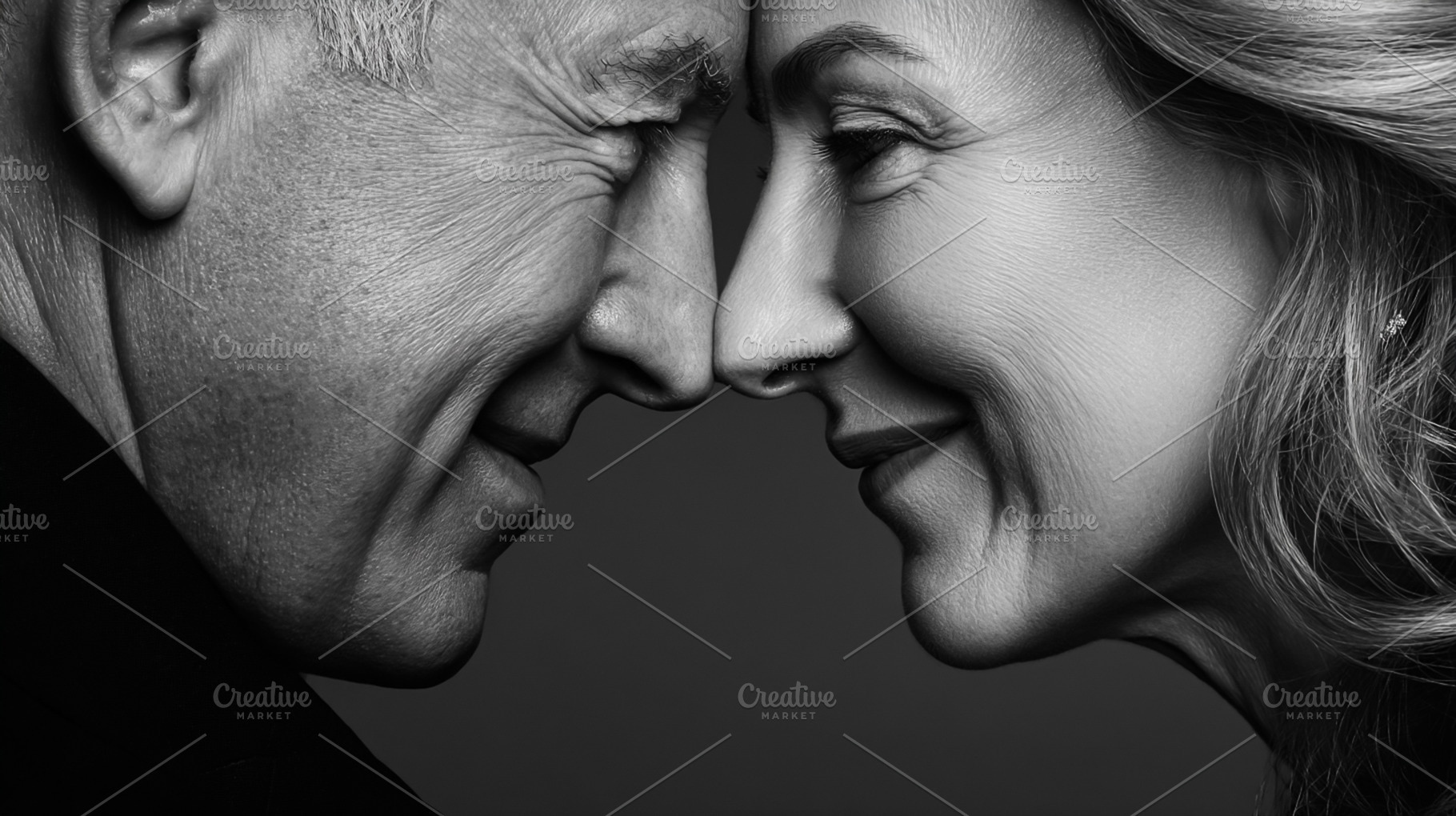Senior couple touching foreheads in an intimate black and white, a Photo by Studio ANNA
