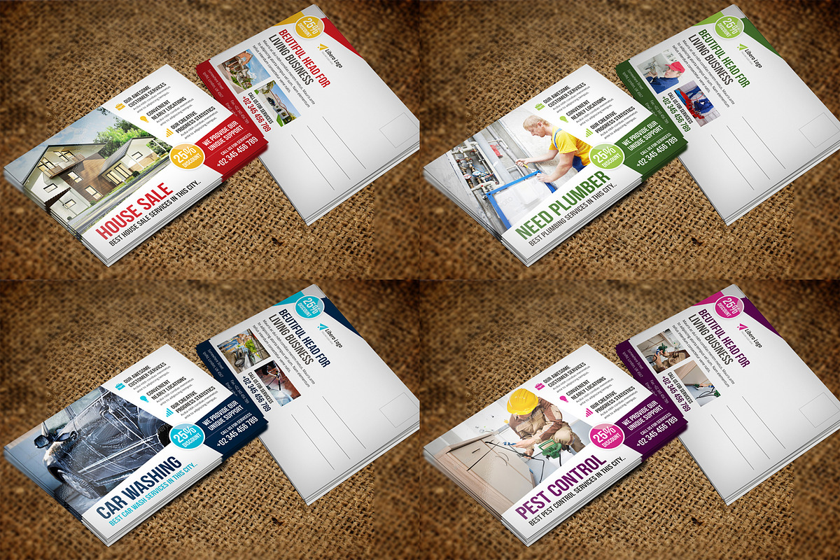 Postcard Design Bundle, a Card Template by Miyaji75 (Photo 5 of 20)