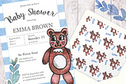 Watercolor Teddy Bear Baby Shower, an Invitation Template by Love Design (Thumbnail 2 of 5)