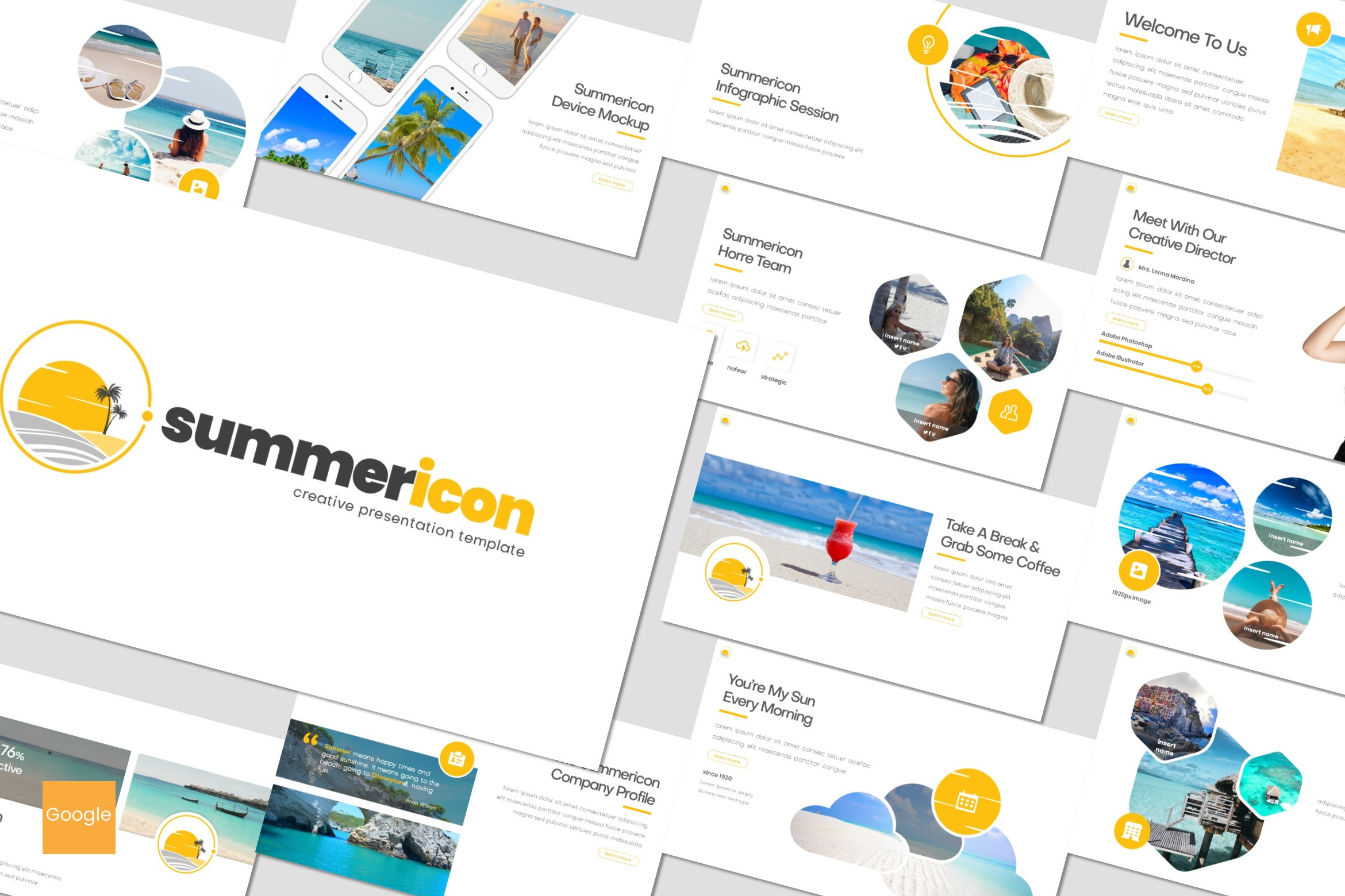 Summericon - Google Slides Template, a Presentation Template by inspirasign