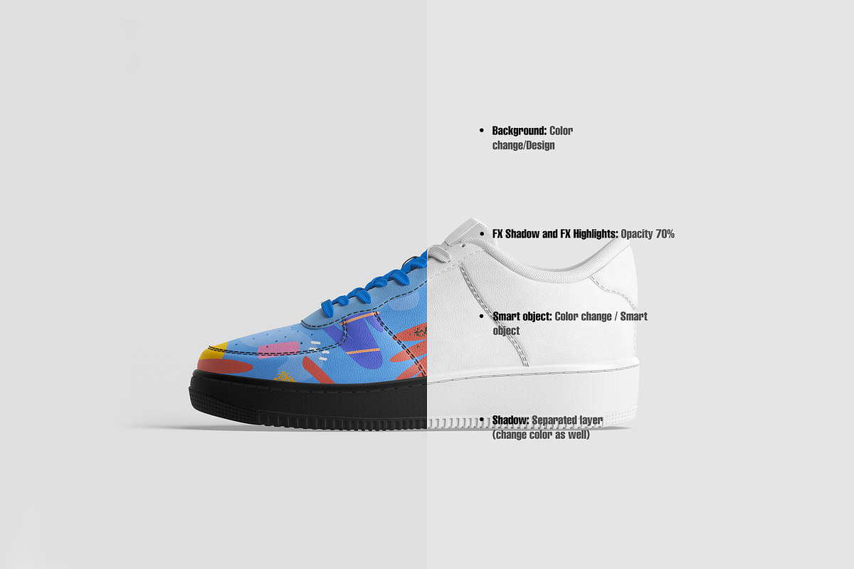 Sneakers Air Force Mockup, a Merchandise Mockup by GraphicVil (Photo 2 of 9)