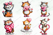 Whimsical Valentine Cat Clipart Bund, an Illustration by Creative Art (Thumbnail 2 of 9)