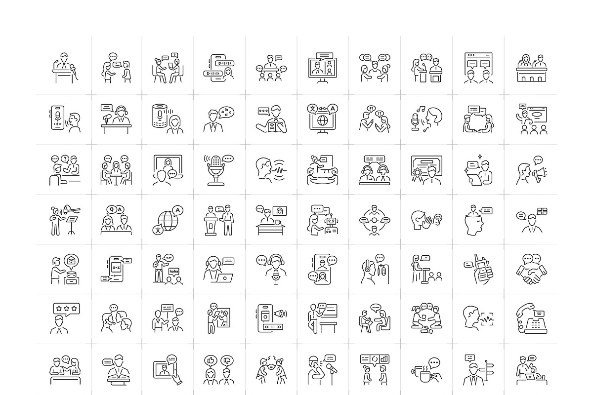Talking and Speaking Icon Set, an Outline Icon by Prosymbols (Photo 5 of 5)
