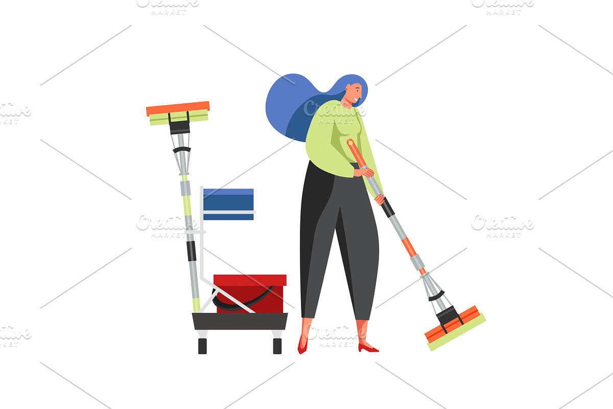 Commercial cleaning services, vector, a Person Illustration by Sky Pics Studio