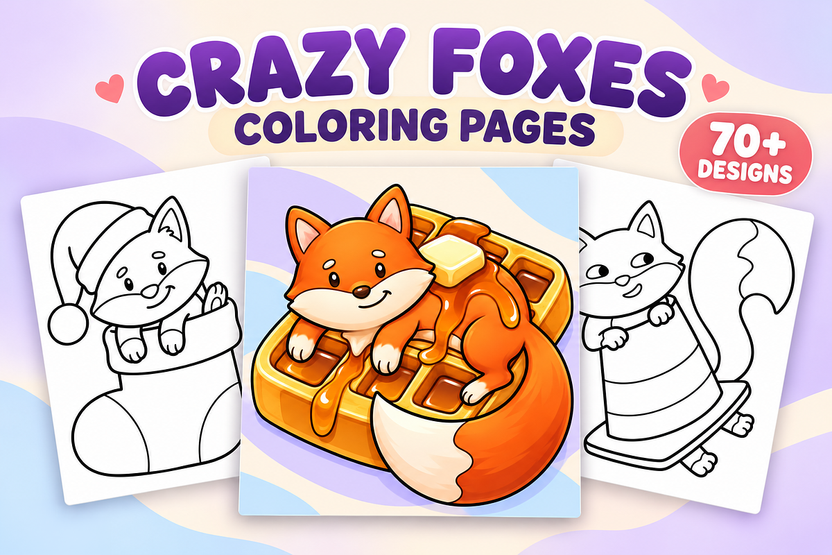 Crazy Foxes Coloring Pages Vol. 2, an Animal Illustration by Inkivelle Studio (Photo 1 of 3)