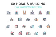 50 Home & Building Color Icon, an Outline Icon by WORAKAMON Design Studio (Thumbnail 1 of 4)