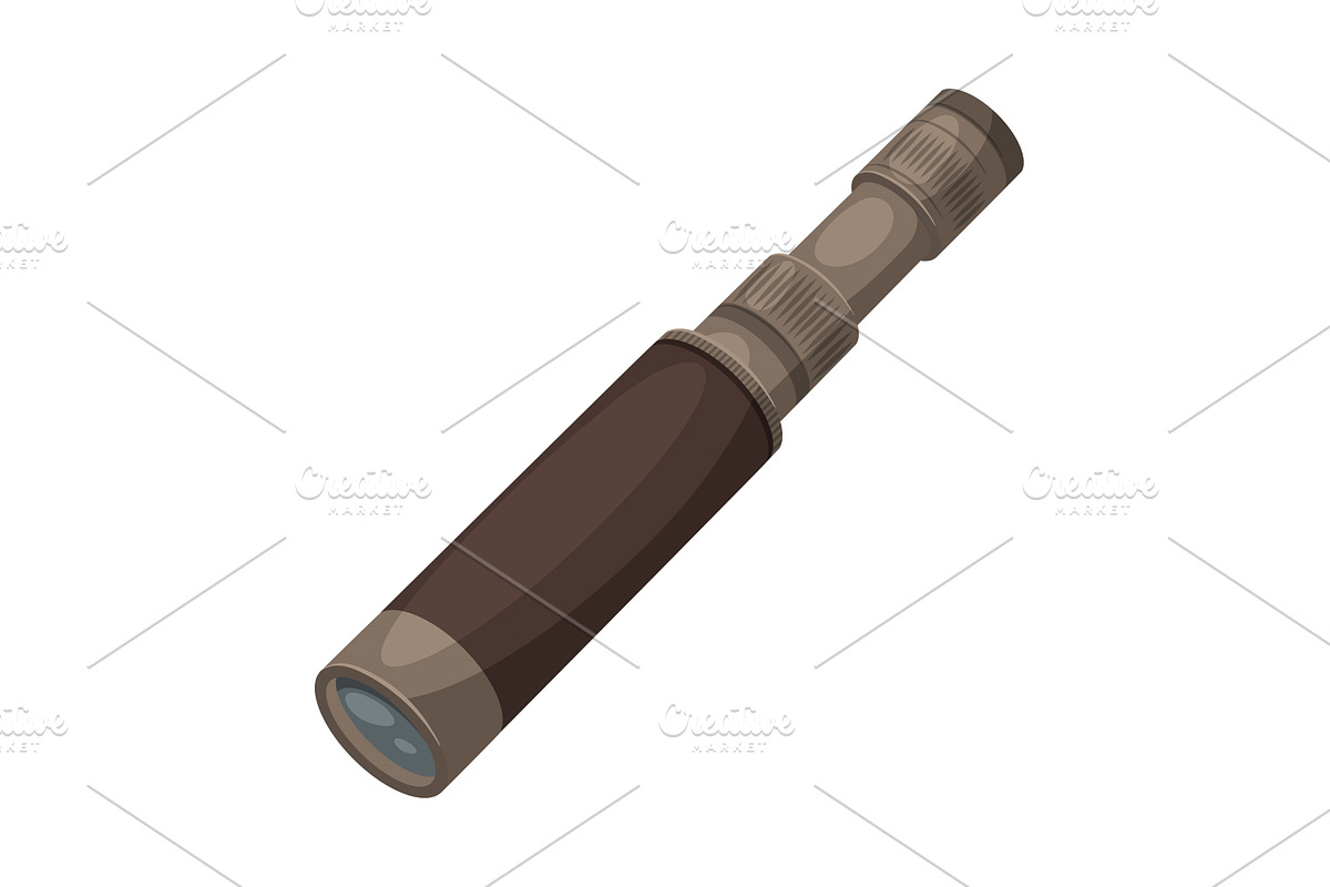 Spyglass Optical Device, Spying, an Object Illustration by TopVectors