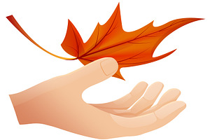 Hand Holds Autumn Leaf Vector