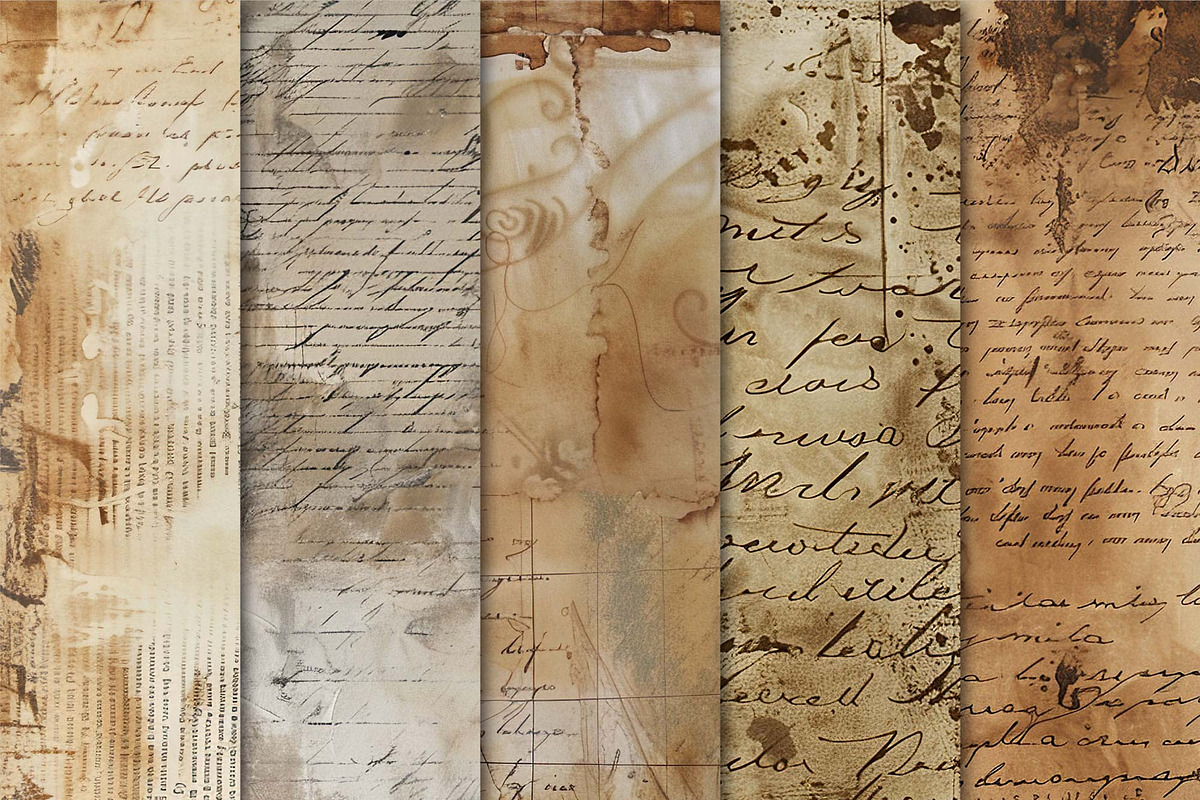 Vintage Script Junk Journal Papers, a Background Graphic by Maishop