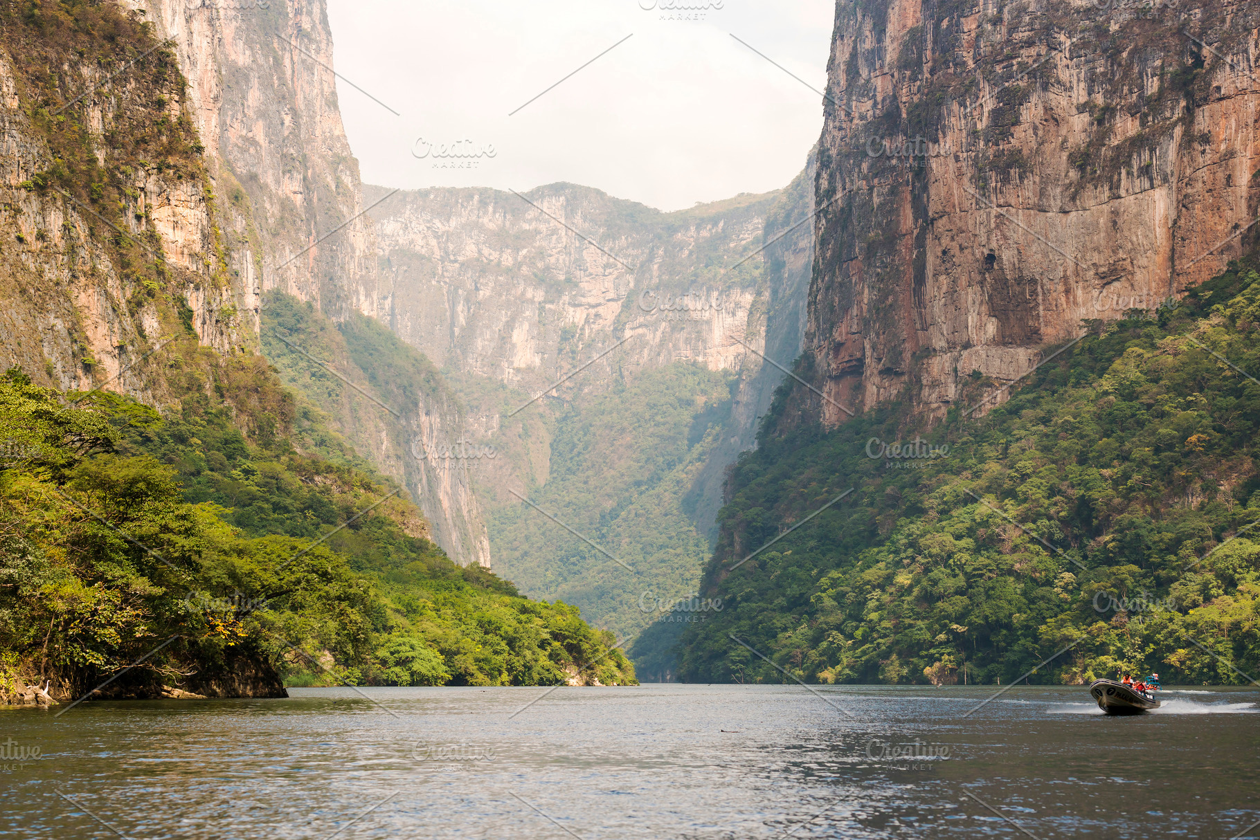 Tour Boats In Sumidero Canyon Chiapas, a Nature Photo by THP Creative