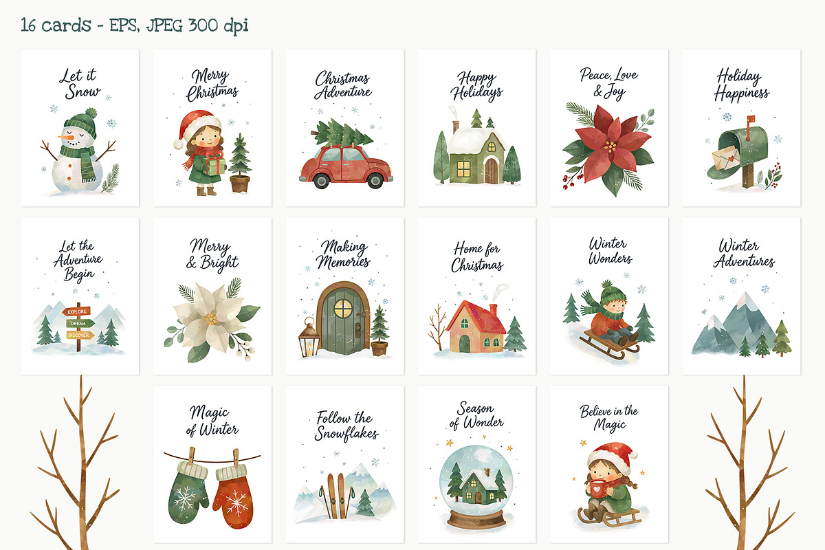 Christmas Watercolor Winter Clipart, a Seasonal Illustration by Hanna's ArtLab (Photo 3 of 6)