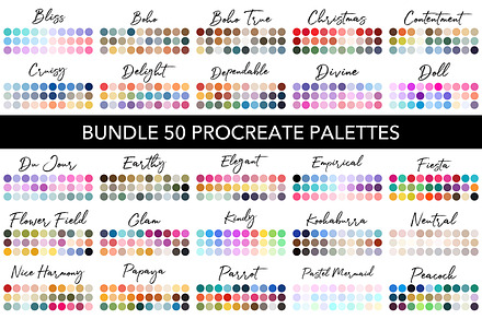 Bundle of 50 Procreate Palettes, a Palette Add-On by Julie Campbell